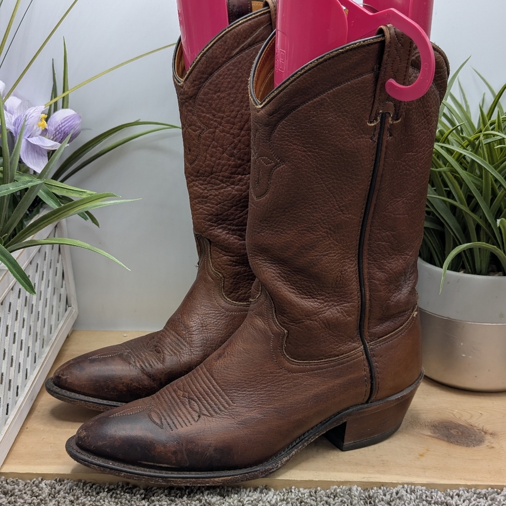 Women's Size 9B Leather Cowgirl Boots Casual Work Made In USA
